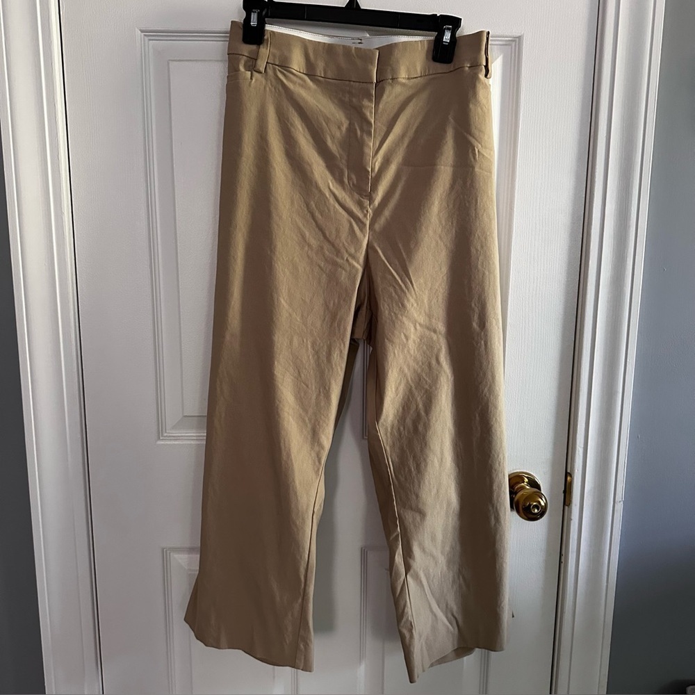 Lane Bryant Womens Flat Front Dress Pants Plus Size 26 Light Beige Pockets